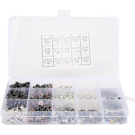 750 Mikro-Drucktaster, 15 Werte, leichte Drucktaster für Elektronikprojekte, empfindlicher Schalter (1/4)