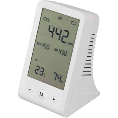 QORVA-Moniteur CO2 Thermomètre Hygromètre haute précision, détecteur CO2 de bureau, compteur qualité d’air intérieur avec alarme,de
