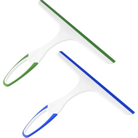Lot de 2 raclettes de Douche pour Porte vitrée de Douche, fenêtre de Voiture, Pare-Brise, Miroir, carrelage, grattoir d'essuie-Glace avec Crochet, raclette de Nettoyage de vitres (1/5)