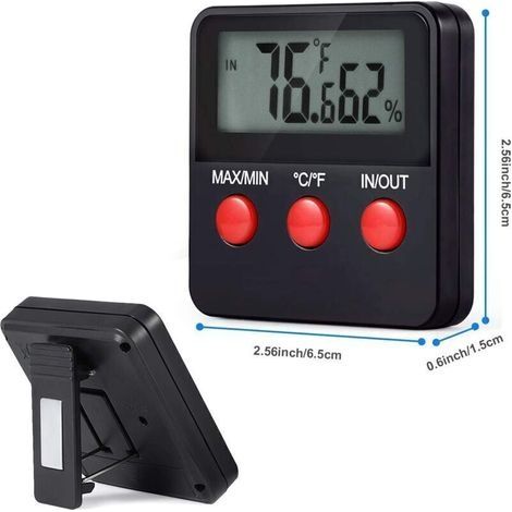 Digitales Thermometer-Hygrometer für Reptilien mit LCD-Anzeige für Temperatur und Luftfeuchtigkeit, geeignet für Terrarien, Inkubatoren und Tanks. (1/3)
