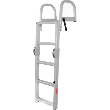 Échelle de bateau pliable en aluminium 5 marches, charge max 200 kg, échelle marine pour ponton, yacht, navire et piscine, résistante à l'eau salée (1/5)