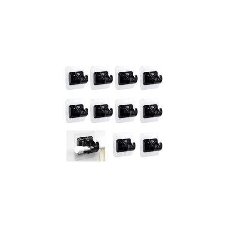 Set di 10 staffe autoadesive per bastoni per tende, non richiedono foratura, non richiedono foratura, non richiedono foratura, per tende da cucina, bagno e camera da letto (nero)