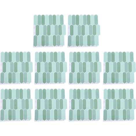Panneaux muraux 3D auto-adhésifs 12x12 pouces, 10 pièces, autocollants de carreaux décoratifs pour salle de bains, buanderie, salon, vert (1/5)
