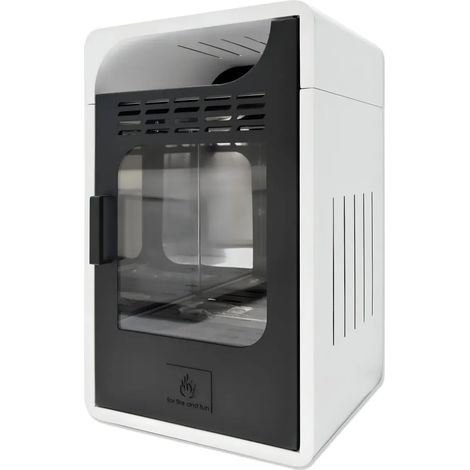 Stufa a Bioetanolo Ventilata 3 kW a Pavimento Bruciatore 1,5 lt Bianco