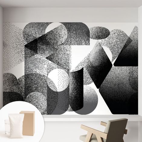 Papier peint intissé pour salon chambre à coucher peint imprimé pour mur - Colle incluse gratuite Formes géométriques 152x104 cm (1/5)