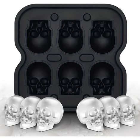 BelleRise - 1 moule à glaçons en silicone en forme de tête de mort, idéal pour les fêtes d'Halloween conception facilitant le démoulage. (1/5)