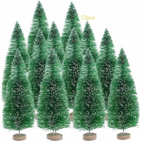 Albero di Natale artificiale, mini albero di Natale, decorazione da tavolo in miniatura, albero di Natale fai da te per la camera da letto (Albero di Natale verde, 8,5 cm - 12 pezzi) (1/5)