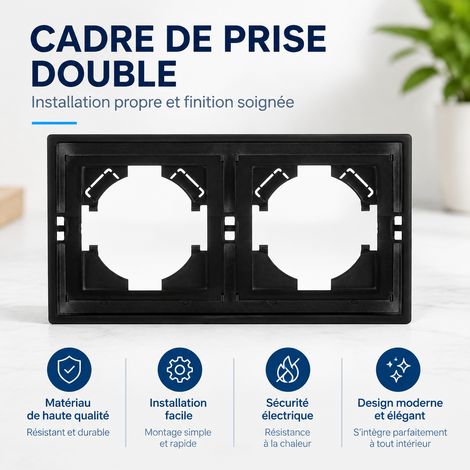 Plaque cadre 2 postes 80150mm Série Z noir soft-touch mat 18 × 11 × 8 cm – Livraison gratuite