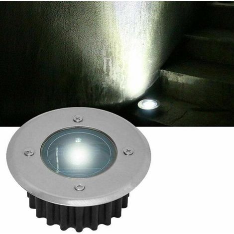 Lot de 6 lampes solaires encastrées rondes LED, diamètre 85mm en inox, résistant aux intempéries, autonomie 8h éclairage extérieur