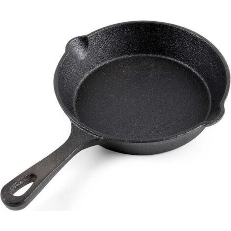 Poêle en fonte Ø 16 cm avec poignée, bec verseur, accessoires de cuisson, revêtement antiadhésif naturel, pour la cuisine et le jardin, usage polyvalent-Karteo (1/5)