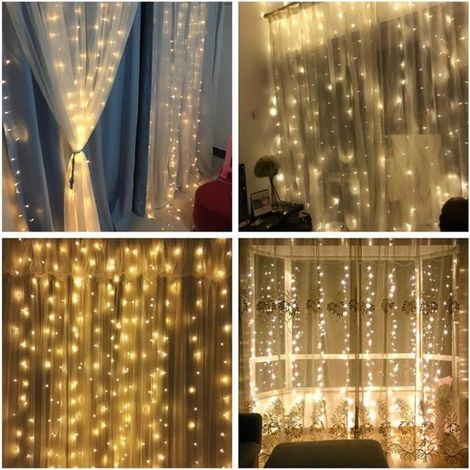 Guirlande Rideau Lumineux 300 LEDs 3M x 3M Lumières Féériques Fenêtre Lumineux LED 8 Modes Décoration pour Mariage Noël Cour Jardin (1/3)