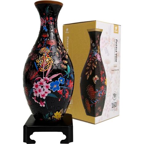 3D Puzzle Vase mit Blumenmuster, 160 Teile, DIY Bastelset, Deko-Objekt (1/4)