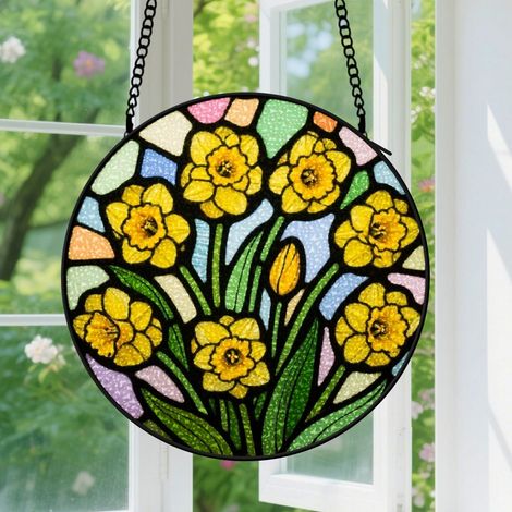 9cm Suspension en vitrail, attrape-soleil artistique élégant minimaliste, décoration jardin intérieur, cadeau Noël, Fête des Pères pour homme, femme (1/5)