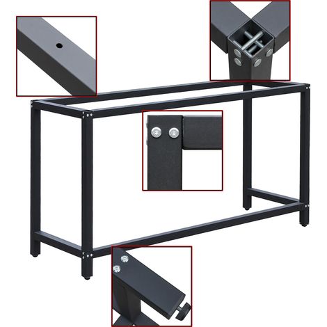 Wiltec Telaio per banco da lavoro in acciaio, gambe per banco da lavoro, telaio per tavolo 50 x 100 x 80 cm