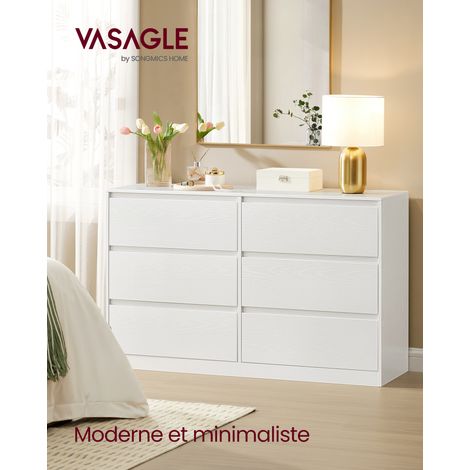 Vasagle – Commode moderne 6 tiroirs 40 x 119,4 x 75 cm – Panneaux MDF et aggloméré – Sécurité anti-basculement – Rangement optimisé — vue 2
