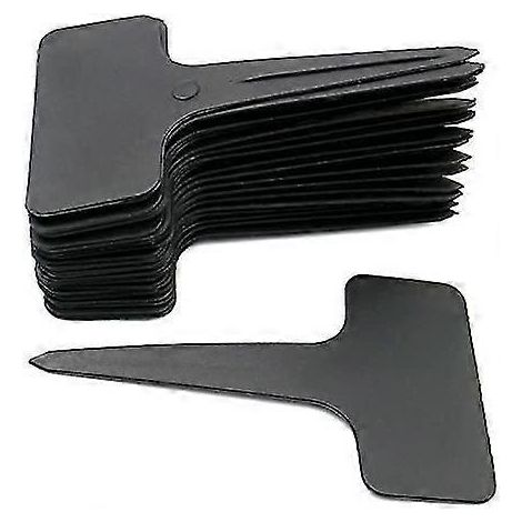 100 étiquettes noires en plastique en forme de T pour plantes, résistantes aux intempéries. (1/5)