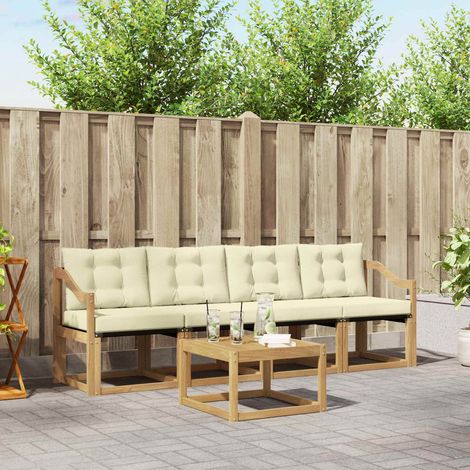 vidaXL Outdoor-Sofagarnitur mit Kissen 5 pcs Weiß und Creme (1/5)