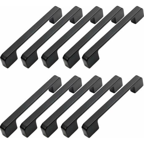 royaluxe-10pcs Poignée Meuble Entraxe 160mm-Poignée Porte Cuisine Noire Poignee Barre Meuble Poignee De Cuisine Noire 160mm