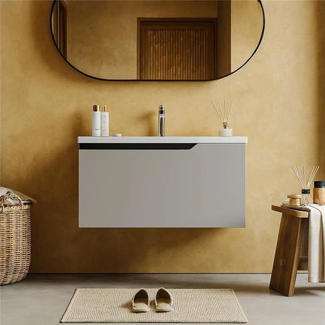 Exagonshop Mobile bagno clear grey 80x45 Modena lavabo in