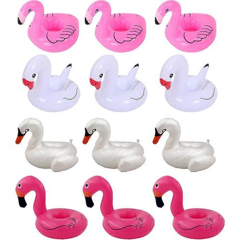 Lot de 12 porte-gobelets gonflables pour piscine, flotteurs et sous-verres pour s'amuser dans l'eau lors de fêtes aquatiques - Style 4 (1/5)