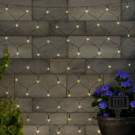Lampada da esterno catena luminosa a energia solare rete luminosa a LED luce da terrazza, batteria ricaricabile, resistente alle intemperie, nero, 100x LED 3000K bianco caldo, LxL 110x90 cm
