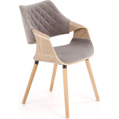 Silla Houston 720, Luminoso madera + Gris, 77x56x55cm, Tapiz, De madera, Chapa de madera natural (1/5)