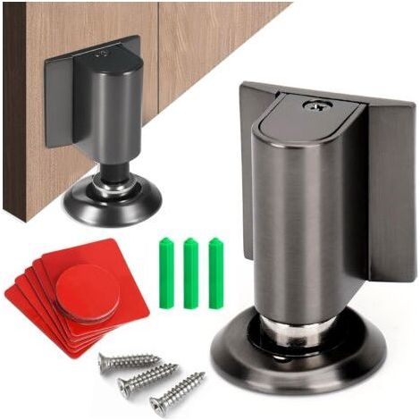 Magnetic Door Stopper, Adjustable Metal Floor Door Stopper, Adjustable Invisible Floor Lock, Wall Mounted Door Stopper with 3M Adhesive and Screws for Bedroom and Bathroom. (1/5)