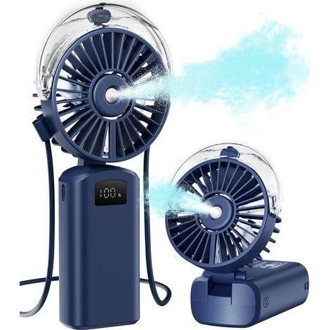 Sprühventilator, 180° faltbar, 3 Geschwindigkeitsstufen, 4000 mAh Akku, USB Typ-C, LED-Anzeige, Reisefunktion (1/5)