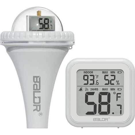 Thermomètre de piscine sans fil, enregistrement de données temporelles de haute précision, thermomètre à eau numérique étanche, compteur de température flottant pour piscines intérieures et extérieure (1/4)