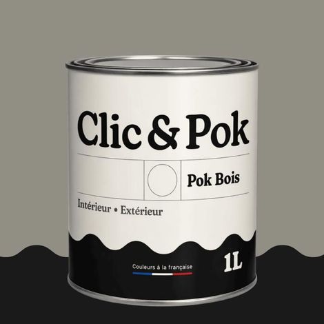 Peinture Bois Extérieur – POK BOIS - 1L - RAL 7030 - Gris pierre- Résistante aux intempéries - Ne s'écaille pas