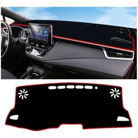 pair Tapis de tableau de bord intérieur rouge, protection solaire pour Toyota Corolla 2019 2020 Black (1/2)