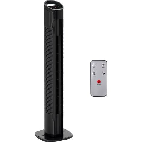 Ventilateur colonne, avec télécommande, avec minuterie, oscillation, plusieurs modes, vitesses réglables, noir, 50W, pour maison bureau salon