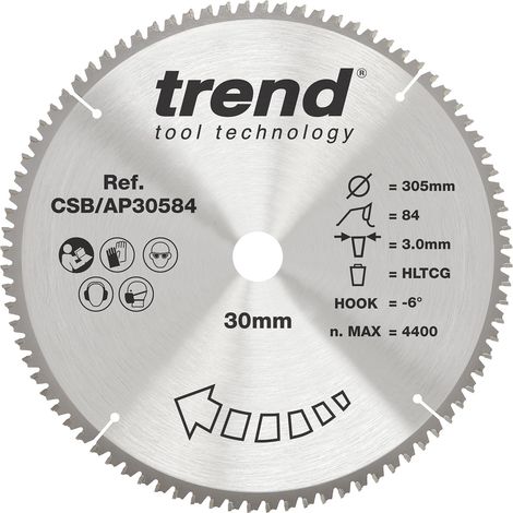 Lame de scie circulaire aluminium/plastique, 305 mm, alésage 30 mm (1/5)