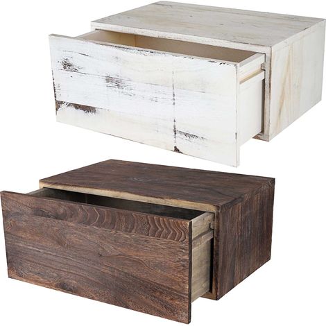 Étagère murale Dinant, avec tiroir, 21x46x30cm style shabby, vintage - brun foncé (1/5)