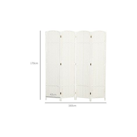 Paravent blanc séparateur de pièce à 4 panneaux pliable avec écran occultant et structure stable pour le salon (1/5)