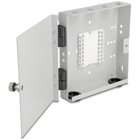 Delock Caja mural para fibra Ã³ptica para 4 adaptadores SC Simplex o LC DÃºplex, carcasa metÃ¡lica
