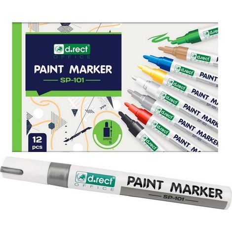 Pennarello a olio D.rect SP-101 color argento, confezione da 12 pezzi. (1/5)