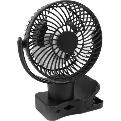 Ventilateur portable à pince, rechargeable 4000 mAh, avec lampe LED, crochet et télécommande, idéal pour le camping, les voiturettes de golf, les poussettes, le bureau ou la chambre. (1/5)