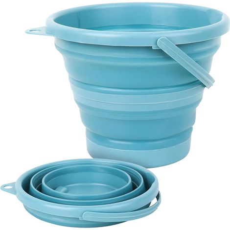 2 Pcs 3 litres Seau Pliable, Seaux Pliables, Seaux à Sable Pliables, Seau à Eau Pliable Portables et Peu encombrants pour pêche, bacs à Sable, Camping et Autres usages (Bleu) (1/5)