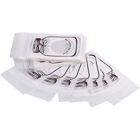 Sachet de 100 pièces blanc pour bonbons, biscuits, cookies, emballage cadeau, fournitures de fête, plastique adorable. (1/5)
