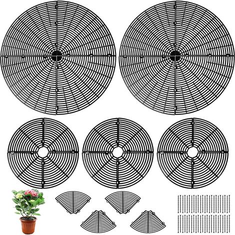 Lot de 5 grilles de protection pour pots de fleurs, 30 cm + 52 cm, protection contre les animaux et les enfants, noires (1/5)