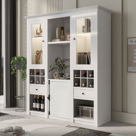 Vitrine éclairage led rangement intégré version sur pied finition blanche 7 couleurs (1/5)