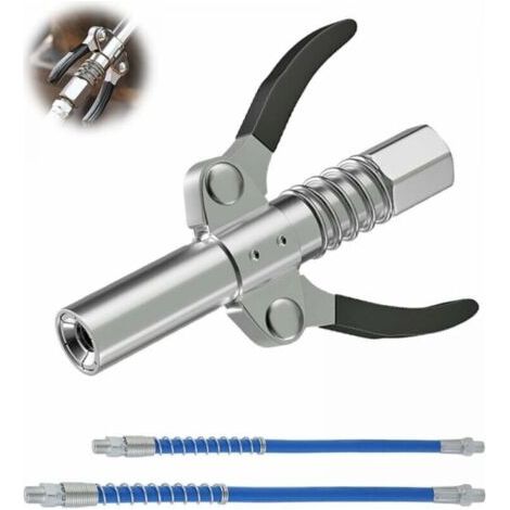 Embout Pompe a Graisse, Pompe a Graisse Pneumatique Electrique Manuelle avec Tuyau Flexible, Coupler G pour Pompe à Graisseur Convient pour Tous Types de Presses à Graisse (Double poignée) (1/5)