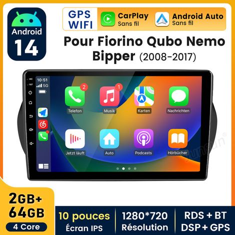 10 pouces Carplay Autoradio pour Fiat FIORINO Qubo Nemo Bipper Android 2+64GB JUNSUN (1/5)