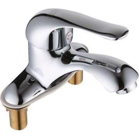 Robinet de lavabo en cuivre à double trou pour eau chaude et froide
