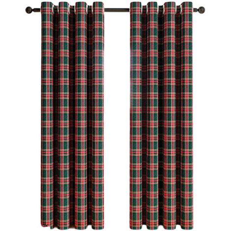 Rideaux à Motif Tartan/Plaid Écossais - Décoration de Fenêtre - Filtre à Lumière - Style Ferme avec Oeillets