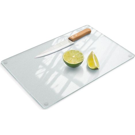 Planche à découper en verre dépoli cuisine robuste antidérapante résistante chaleur facile à nettoyer 52x30 cm