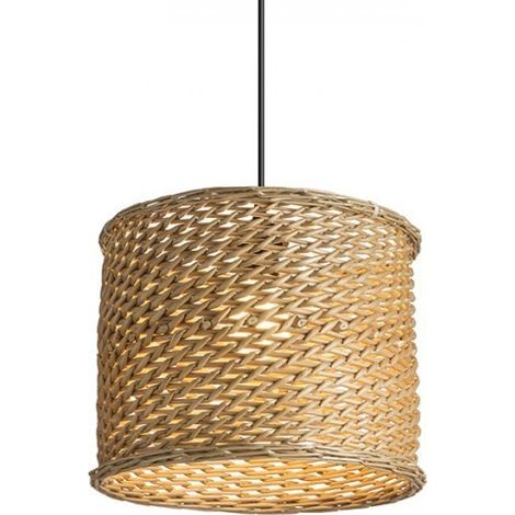 Suspension cylindrique rotin tresse - rendl light studio - javac