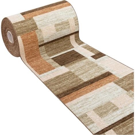 Tapis de Cuisine Bordé Coureur Antidérapant Lavable Beige - 57x40 cm (1/4)