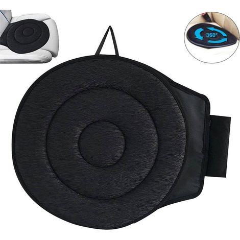 360° drehbares Autositzkissen – Drehbares Autositzkissen – Multifunktionales mobiles Autositzkissen – Tragbares drehbares Autositzkissen – Schwarz (1/5)